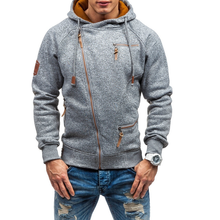 Laden Sie das Bild in den Galerie-Viewer, Einfarbiger Hoodie mit Unregelmäßige Reißverschluss