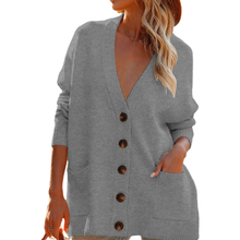 Laden Sie das Bild in den Galerie-Viewer, Einfarbige Strickjacke mit Tasche
