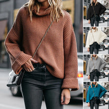 Laden Sie das Bild in den Galerie-Viewer, Lockerer Strickpullover mit Stehkragen für Damen