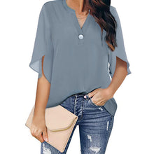 Laden Sie das Bild in den Galerie-Viewer, Einfarbige Elegante Sommerbluse Aus Chiffon