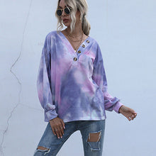 Laden Sie das Bild in den Galerie-Viewer, Kontrastfarbenes Lockeres Lässiges Damenhemd mit V-Ausschnitt