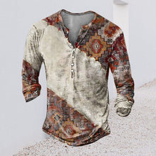 Laden Sie das Bild in den Galerie-Viewer, Lässiges Langärmliges Bedrucktes T-Shirt für Herren mit V-Ausschnitt