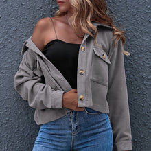 Laden Sie das Bild in den Galerie-Viewer, Lässige Kurze Cordjacken für Damen