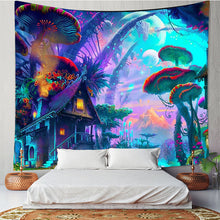 Laden Sie das Bild in den Galerie-Viewer, Psychedelische Waldpilz Wandteppich Kunstdekorationsdecke