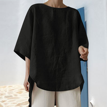 Laden Sie das Bild in den Galerie-Viewer, Einfarbiges Lässiges Lockeres Damenhemd mit Rundhalsausschnitt