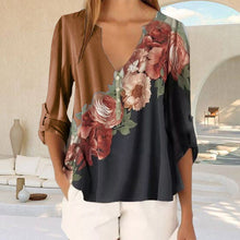 Laden Sie das Bild in den Galerie-Viewer, Bedrucktes Chiffonhemd mit V-Ausschnitt