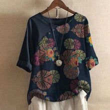 Laden Sie das Bild in den Galerie-Viewer, Kurzärmliges T-Shirt mit Blumendruck für Damen