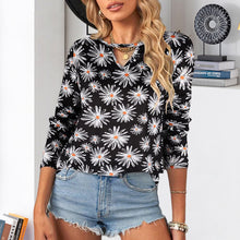 Laden Sie das Bild in den Galerie-Viewer, Bedrucktes Rundhals-T-Shirt für Damen mit langen Ärmeln