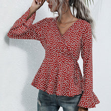 Laden Sie das Bild in den Galerie-Viewer, Gepunktetes Langärmliges Damenhemd