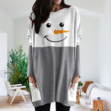 Laden Sie das Bild in den Galerie-Viewer, Weihnachten Langärmliges Kleid mit Schneemann