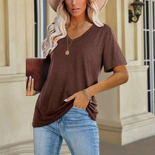 Laden Sie das Bild in den Galerie-Viewer, Modisches Lässiges T-Shirt Mit V-Ausschnitt Für Damen