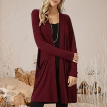 Laden Sie das Bild in den Galerie-Viewer, Einfache Einfarbige Lange Strickjacke