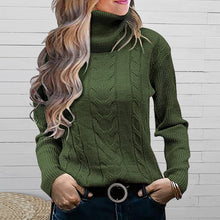 Laden Sie das Bild in den Galerie-Viewer, Einfarbiger Strickpullover mit Revers für Damen