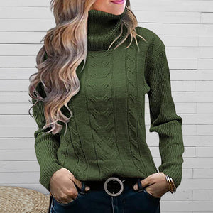 Einfarbiger Strickpullover mit Revers für Damen
