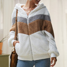 Laden Sie das Bild in den Galerie-Viewer, Plüsch-Sweatshirt in Kontrastfarbe mit Reißverschluss