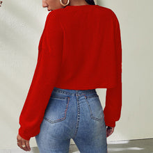 Laden Sie das Bild in den Galerie-Viewer, Einfarbiges Sexy Strick-T-Shirt mit V-Ausschnitt