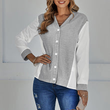 Laden Sie das Bild in den Galerie-Viewer, Lässiges Damenhemd mit Kontrastnähten und V-Ausschnitt