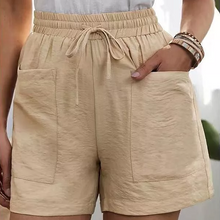 Laden Sie das Bild in den Galerie-Viewer, Sommer Damen lässige lockere Leinenshorts