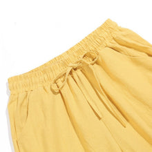 Laden Sie das Bild in den Galerie-Viewer, Damen Freizeithose aus Baumwolle und Leinen mit elastischer Taille
