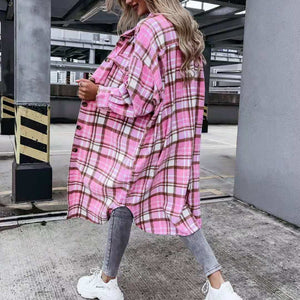 Lange karierte Hemdjacke