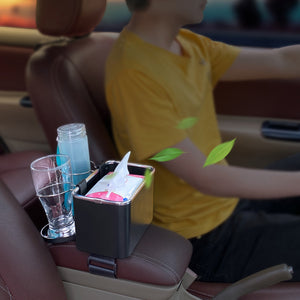 Multifunktionale Taschentuchbox fürs Auto mit Flaschenhalter