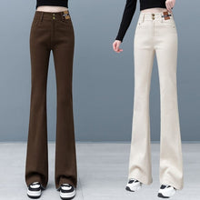 Laden Sie das Bild in den Galerie-Viewer, Dicke Flared-Jeans aus Fleece für Damen