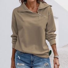 Laden Sie das Bild in den Galerie-Viewer, Lässiges Langarm-Sweatshirt mit 1/4-Reißverschluss für Damen