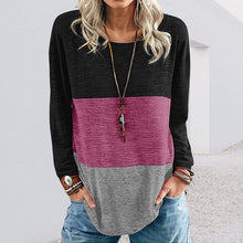 Laden Sie das Bild in den Galerie-Viewer, Kontrastierendes Langärmliges T-Shirt mit Rundhalsausschnitt
