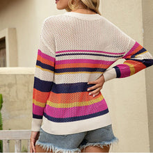 Laden Sie das Bild in den Galerie-Viewer, Gestreifter Farbblock-Strickpullover