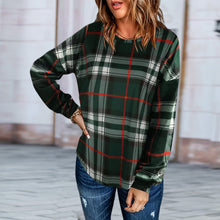 Laden Sie das Bild in den Galerie-Viewer, Rundhals-Langarm-Karo-Sweatshirt