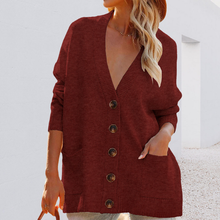 Laden Sie das Bild in den Galerie-Viewer, Einfarbige Strickjacke mit Tasche