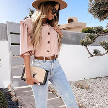 Laden Sie das Bild in den Galerie-Viewer, Geknöpftes Rüschenbluse