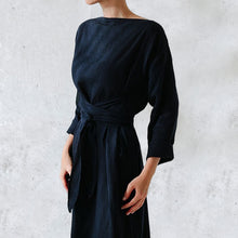 Laden Sie das Bild in den Galerie-Viewer, Lockeres Schnürkleid aus Baumwolle und Leinen