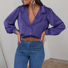 Laden Sie das Bild in den Galerie-Viewer, Gekräuselte Revers-Bluse