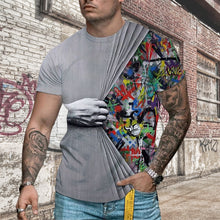 Laden Sie das Bild in den Galerie-Viewer, Herren-T-Shirt mit 3D-Druck und Rundhalsausschnitt
