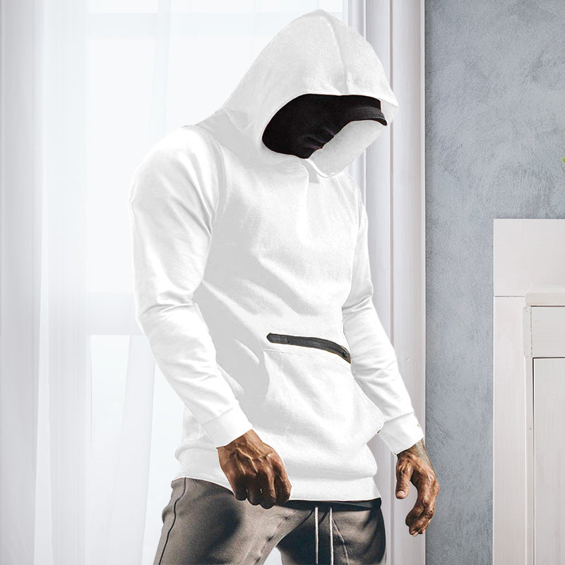 Einfarbiger Langarm-Hoodie