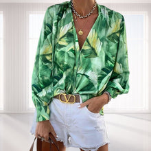 Laden Sie das Bild in den Galerie-Viewer, Bedrucktes Langärmliges T-Shirt mit V-Ausschnitt