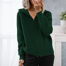 Laden Sie das Bild in den Galerie-Viewer, Locker gestrickter Pullover mit Reißverschluss am Revers