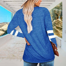 Laden Sie das Bild in den Galerie-Viewer, Langärmliges Lockeres T-Shirt mit V-Ausschnitt für Damen