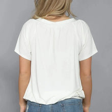 Laden Sie das Bild in den Galerie-Viewer, Einfarbiges T-Shirt-Oberteil mit Faltendesign