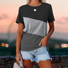 Laden Sie das Bild in den Galerie-Viewer, Lockeres lässiges kurzärmeliges T-Shirt mit Rundhalsausschnitt für Damen