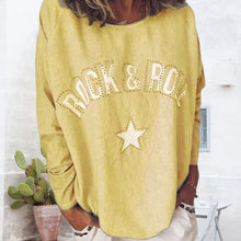 Laden Sie das Bild in den Galerie-Viewer, Damen-Sweatshirt mit Sterndruck und Rundhalsausschnitt
