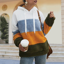 Laden Sie das Bild in den Galerie-Viewer, Kontrastfarbenes Kapuzen-Sweatshirt mit Kordelzug