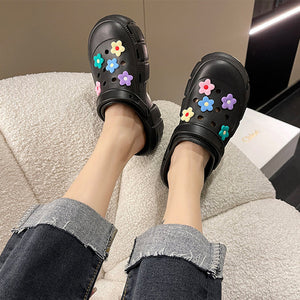 Atmungsaktive Plateausandalen mit Blumenmuster für Damen