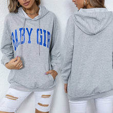 Laden Sie das Bild in den Galerie-Viewer, Lässiger Buchstabe-Pullover für Damen mit Kapuze