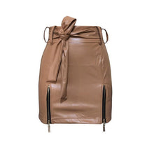 Laden Sie das Bild in den Galerie-Viewer, Einfarbiger Rock aus PU-Leder mit Reißverschluss