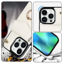 Laden Sie das Bild in den Galerie-Viewer, IPhone-Leder-Brieftaschenhülle mit Schlaufe und Umhängeband
