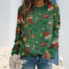 Laden Sie das Bild in den Galerie-Viewer, Rundhalsausschnitt Weihnachtsmütze Print Sweatshirt