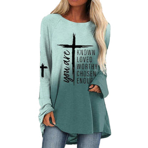 Langärmliges T-Shirt mit Kreuzbuchstabendruck