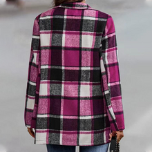 Laden Sie das Bild in den Galerie-Viewer, Karierte Wolljacke mit langen Ärmeln und Taschen